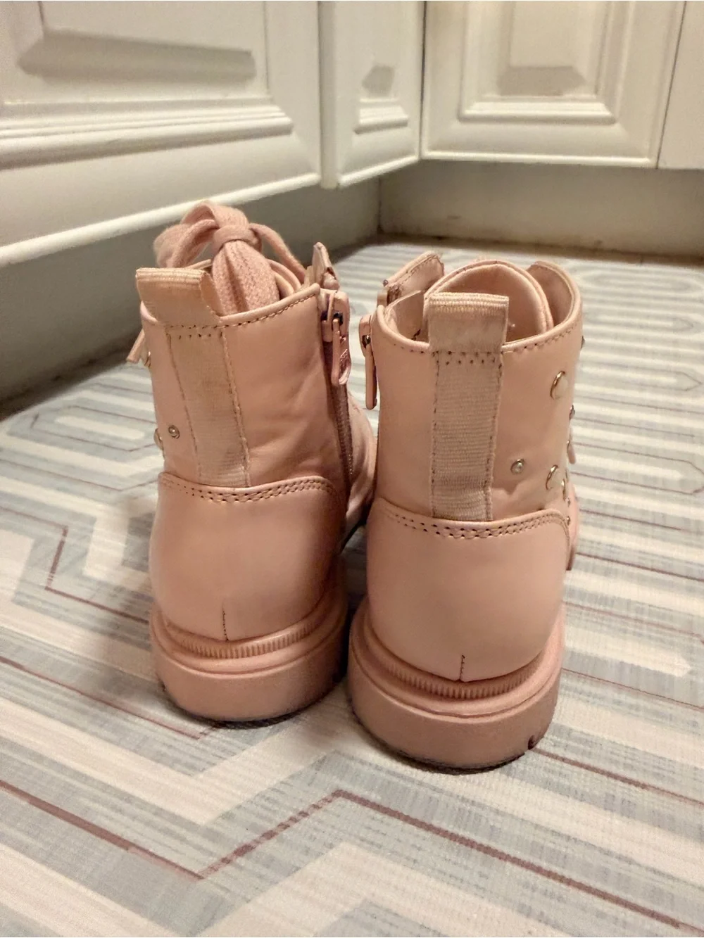 Cat and Jack Toddler girl ' Pink Lace-Up Pearl Accent Boots